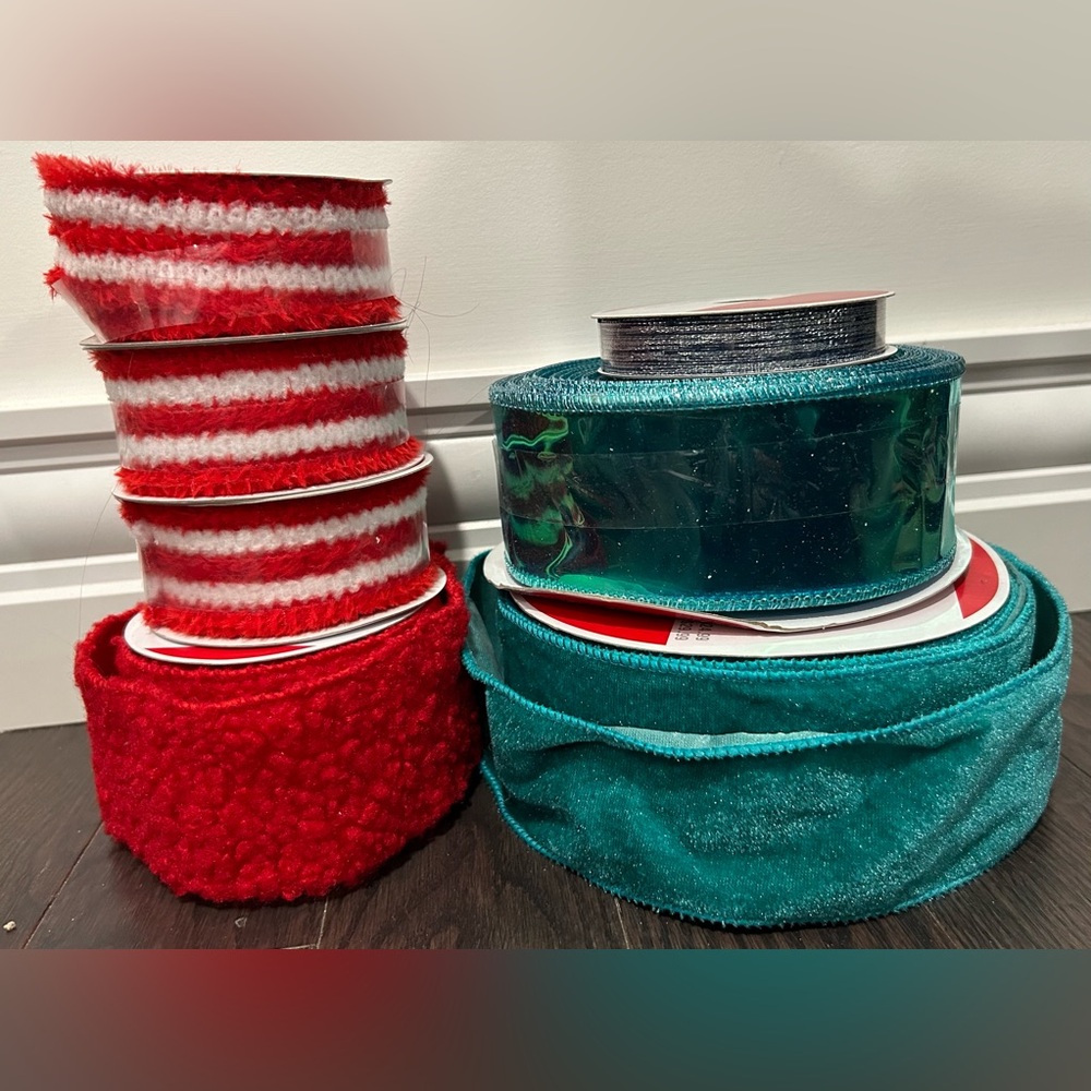 Festive Red and green Holiday Ribbon